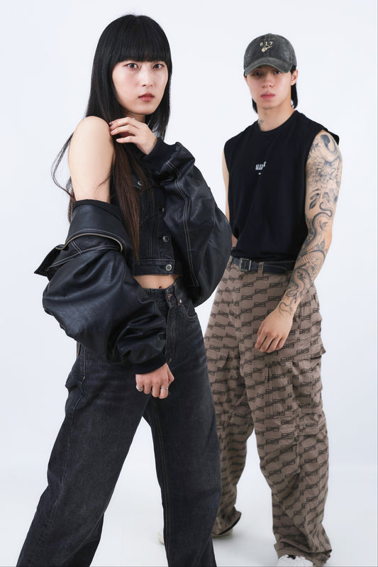 Stylish duo posing for photo at Muse Studios self capture photo studio in Boston